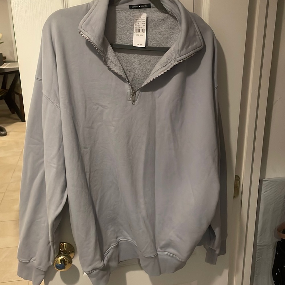 Brandy Melville Light Blue Oversized Sweatshirt with Pockets, NEVER WORN